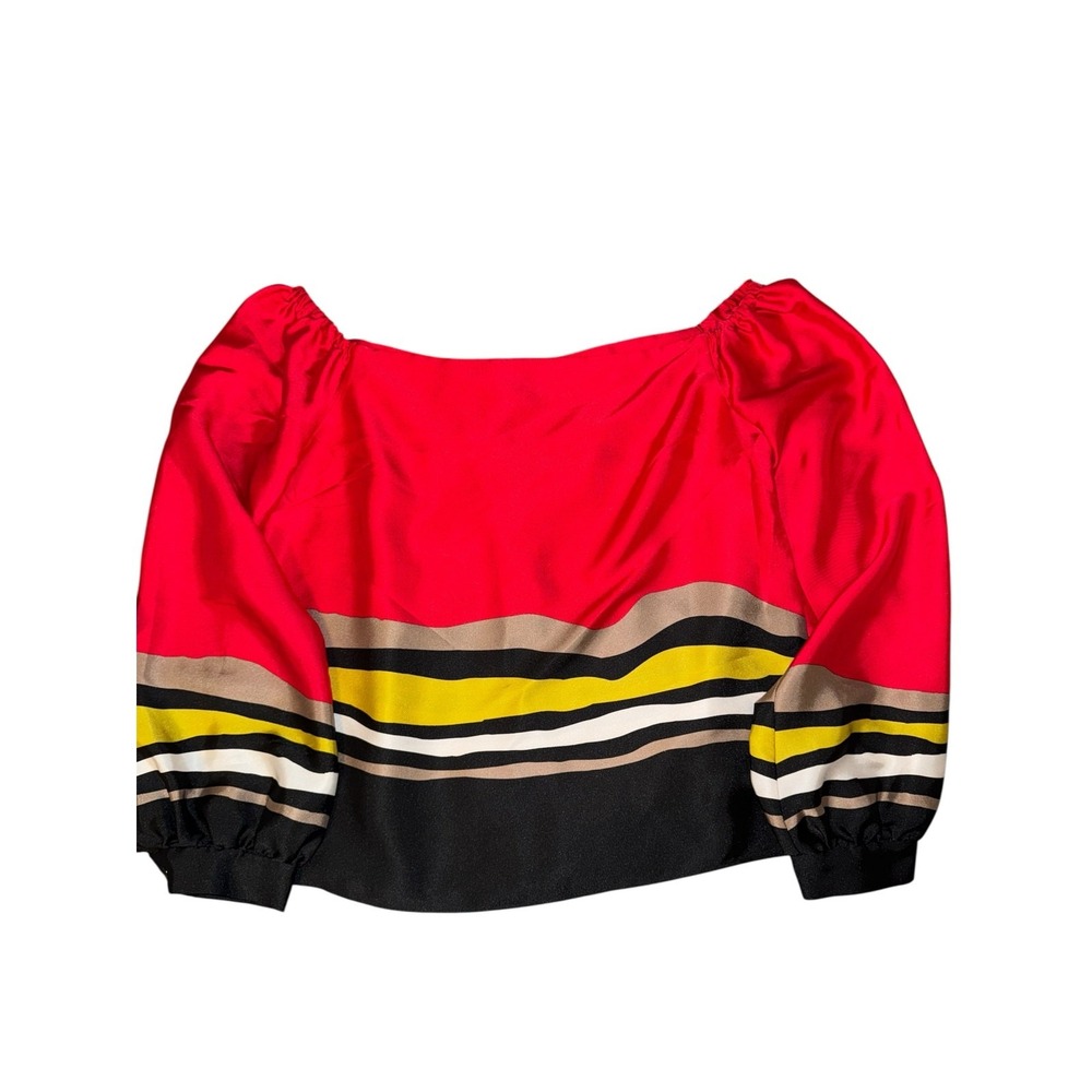 RACHEL Rachel Roy Women's Red Striped Off-the-shoulder Top Size 8 - Picture 3 of 5